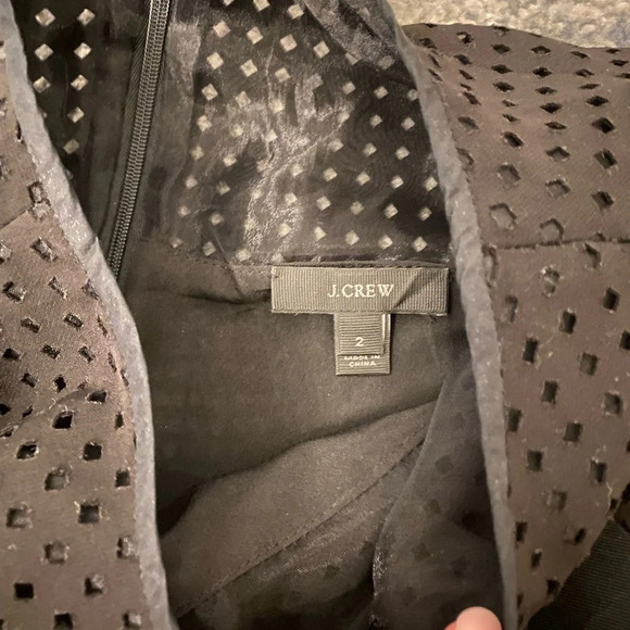 J.Crew Black Laser-cut Perforated A-Line Sleeveless Silk Blend Dress, SZ 2. - Picture 5 of 7